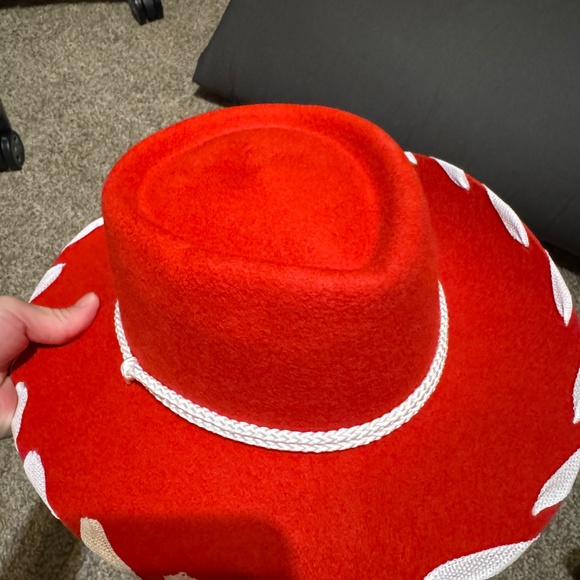 Vibrant Red and White Women's Hat - Picture 4 of 5